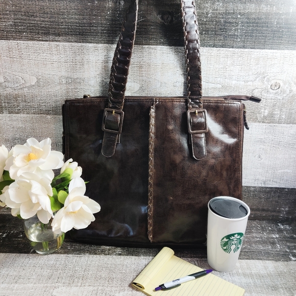 Buxton Handbags - Buxton Leather Burnished expandable laptop tote